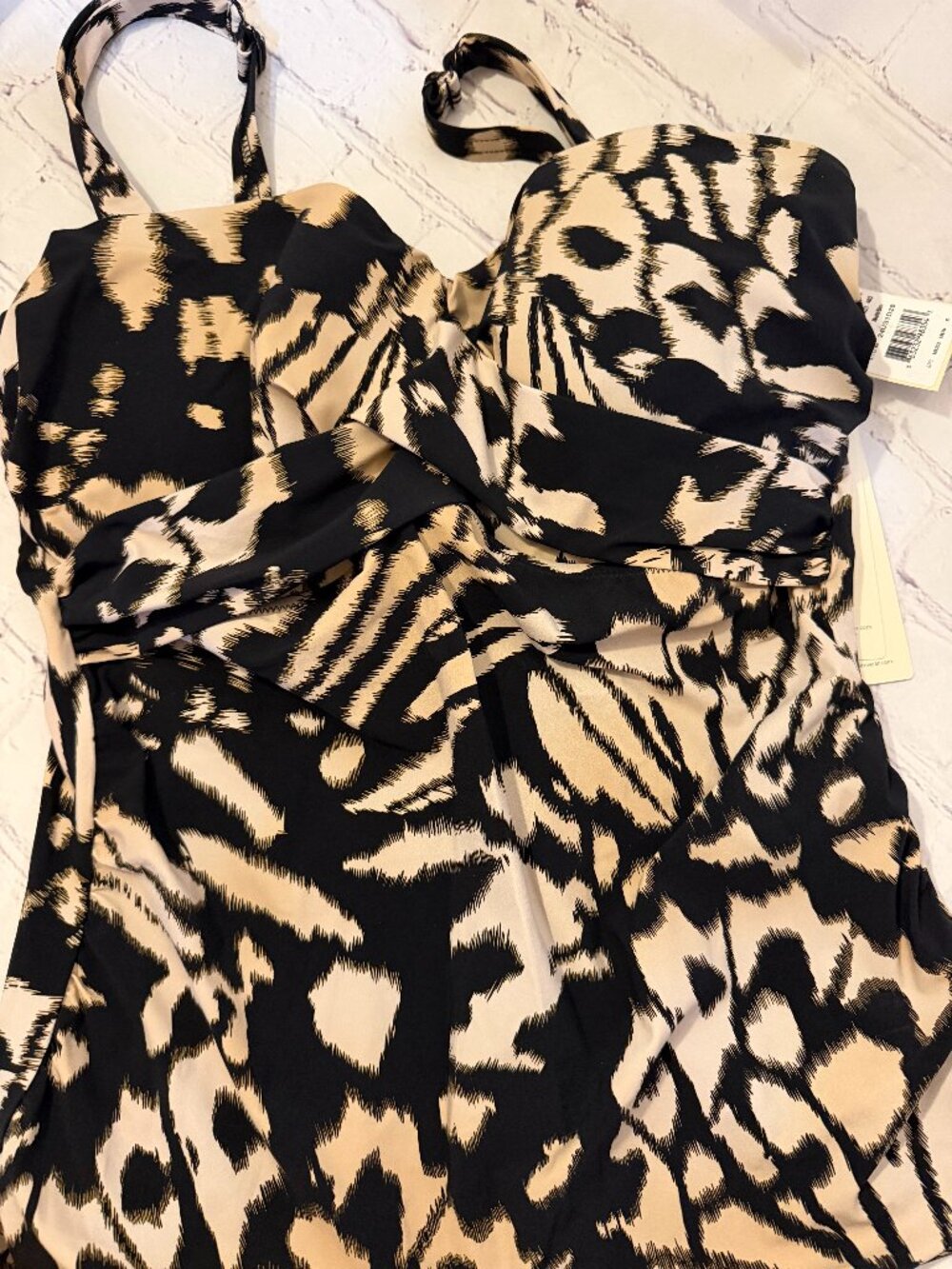 ✨ Profile by Gottex  Underwire Tankini 24US1D20 Brown/Multi Animal Print 38D NWT